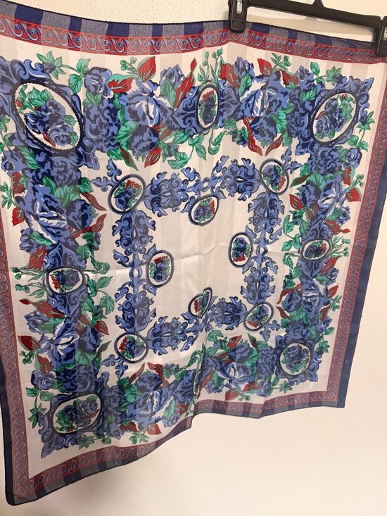 Unbranded Accessories - Unbranded Scarf Square 31x31 Red White Blue Floral